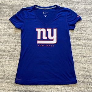Womens Nike New York Giants Football Dri Fit NFL V Neck T Shirt. Size Small